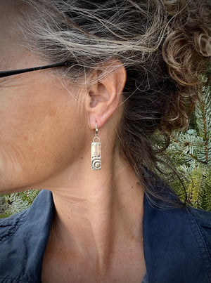 Silver Organic Texture Rectangular Earrings