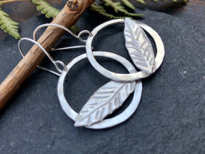 Resting Feather Silver Earrings