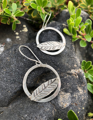 Resting Feather Silver Earrings