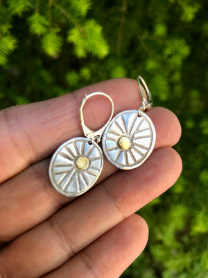 Silver and Touch of Gold Sunburst Earrings